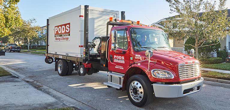 PODS moving truck with storage unit